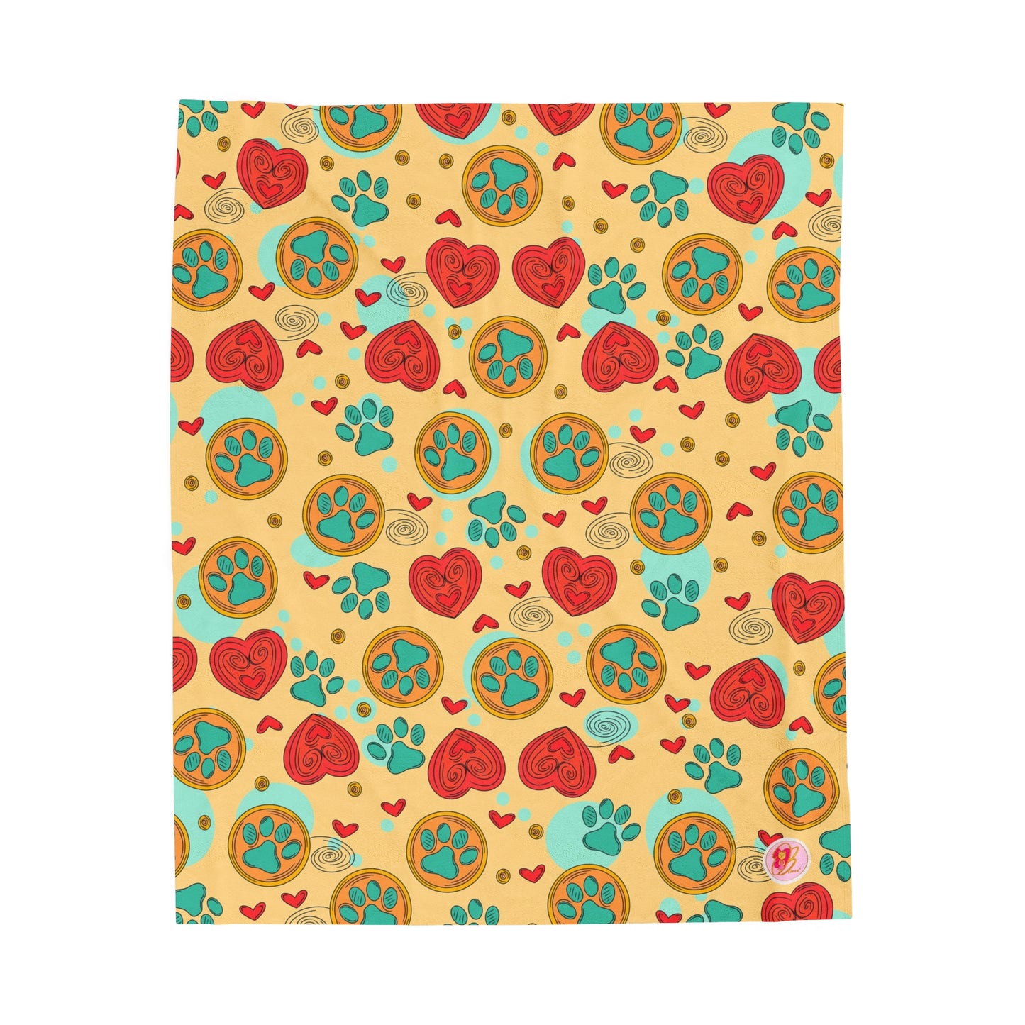 Bearific Lovely Paw Print Plush Blanket