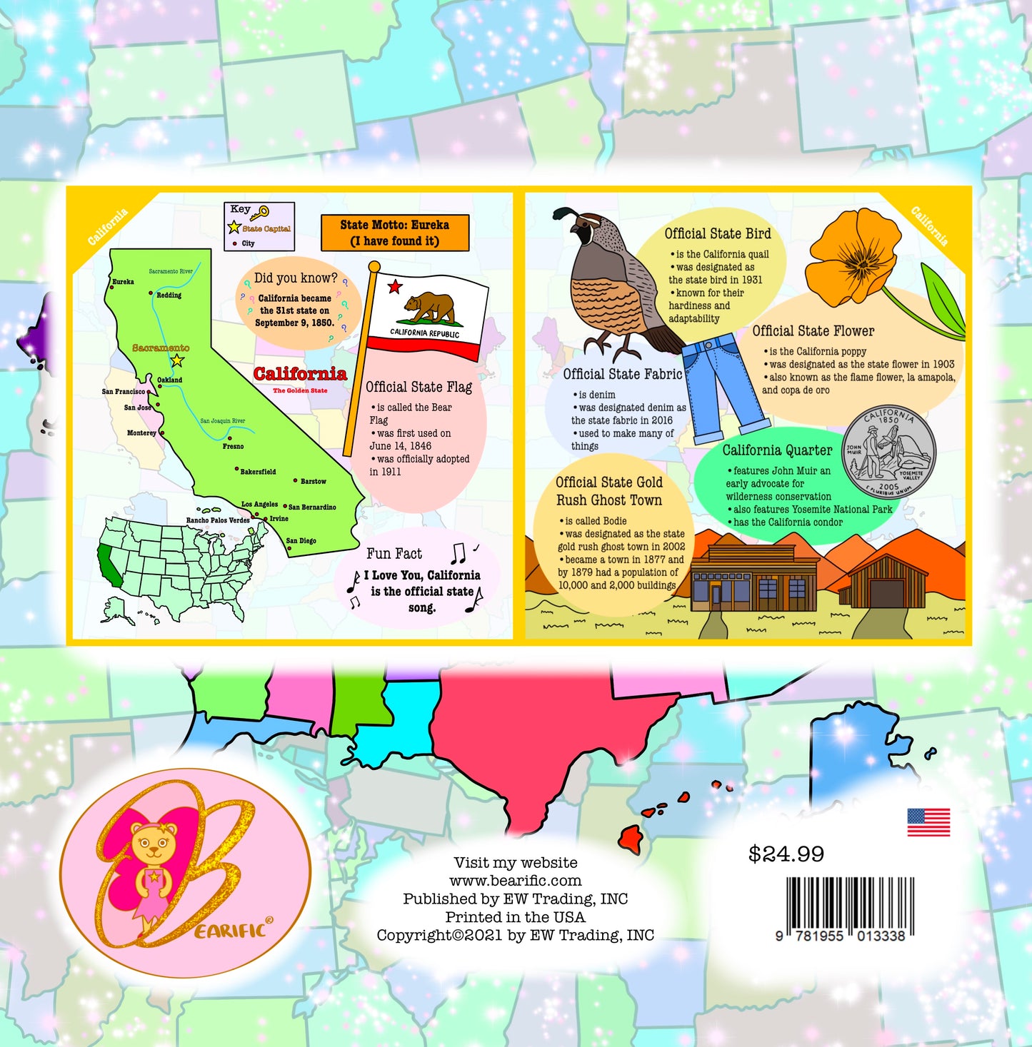 Learn the 50 states of America with Bearific®